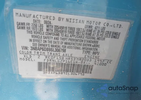 2025 Nissan Kicks Sr Intelligent Awd из США, поврежденный, VIN 3N8AP6DB9SL306798